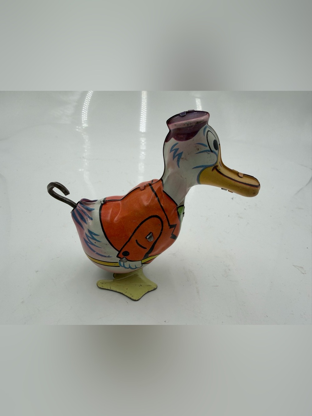 Vintage J. Chein Mechanical Tin Litho Walking Duck Wind Up...